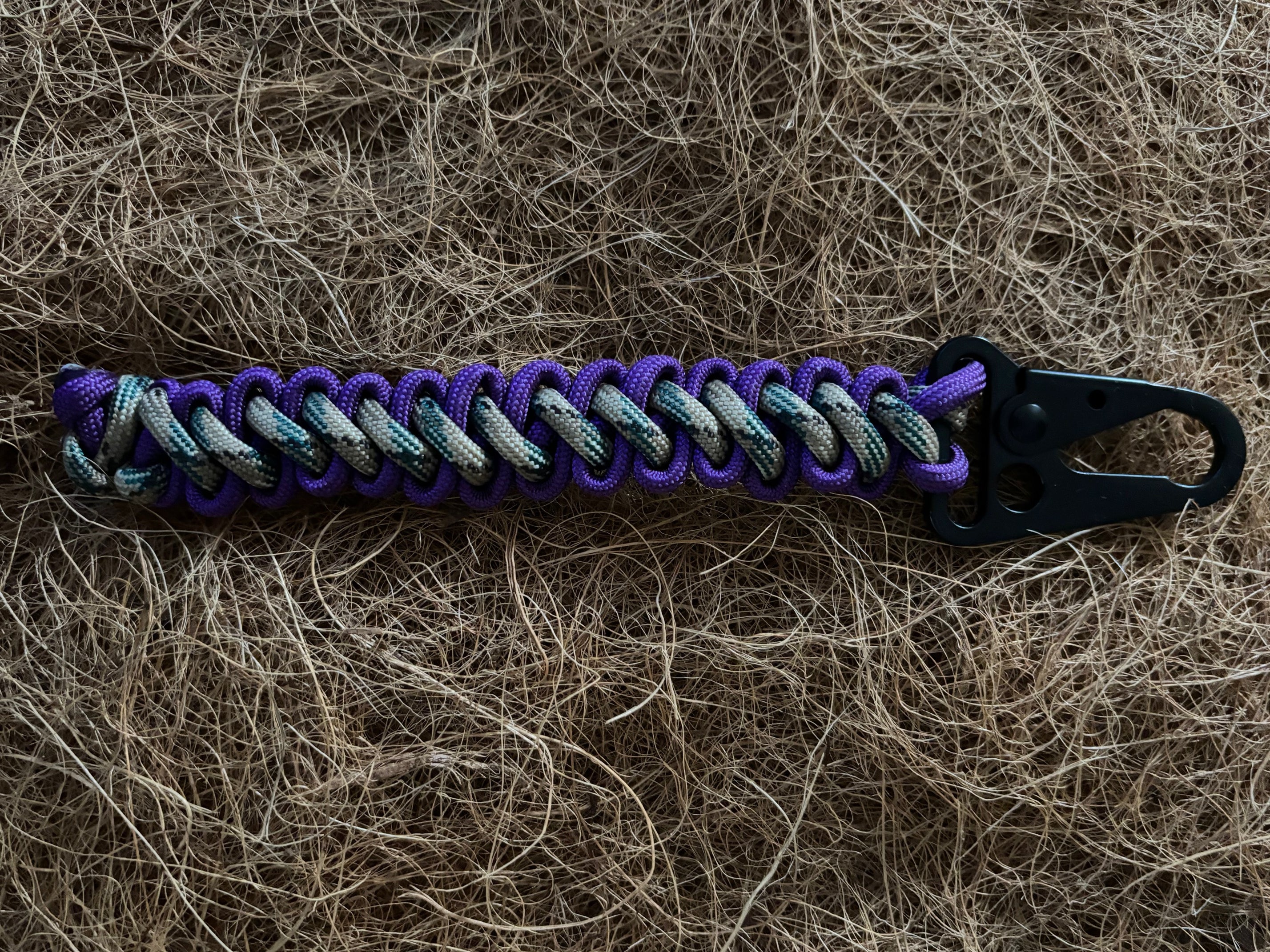 Handmade Bootlace Braid Paracord Keychain (Prpl/Tan) image 4