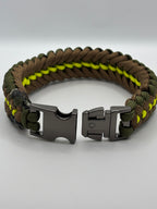 Stitched Sanctified Weave Paracord Bracelet – Brown & Yellow image 1