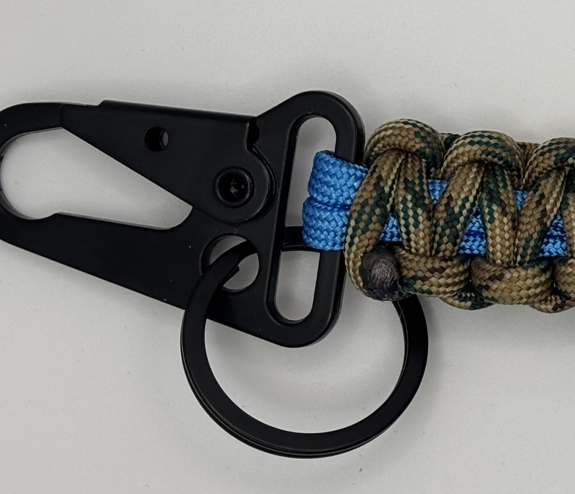 Handmade Blue & Tan Cobra Weave Paracord Keychain image 4