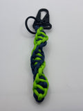 Handmade DNA Twist Paracord Keychain (Nvy/NeonGren) image 0