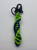 Handmade DNA Twist Paracord Keychain (Nvy/NeonGren) image 0