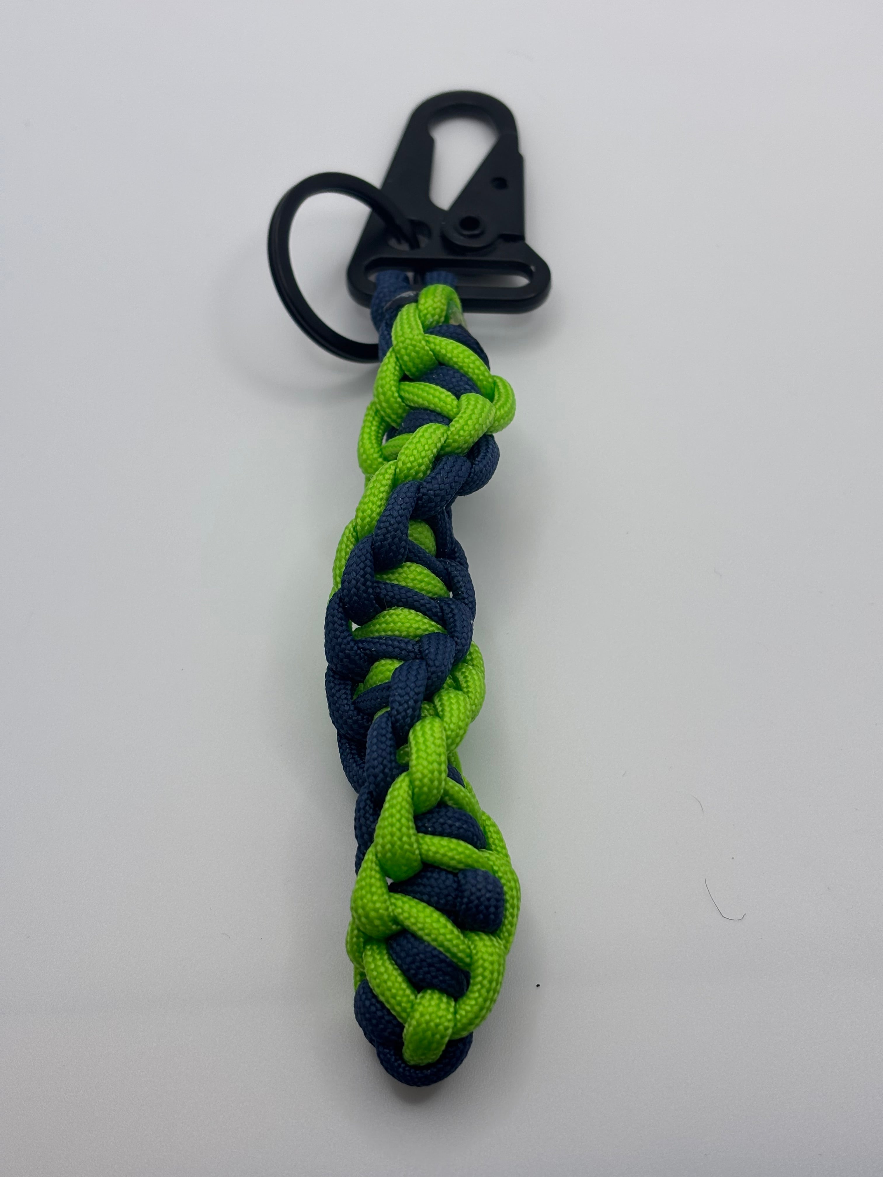 Handmade DNA Twist Paracord Keychain (Nvy/NeonGren) image 0