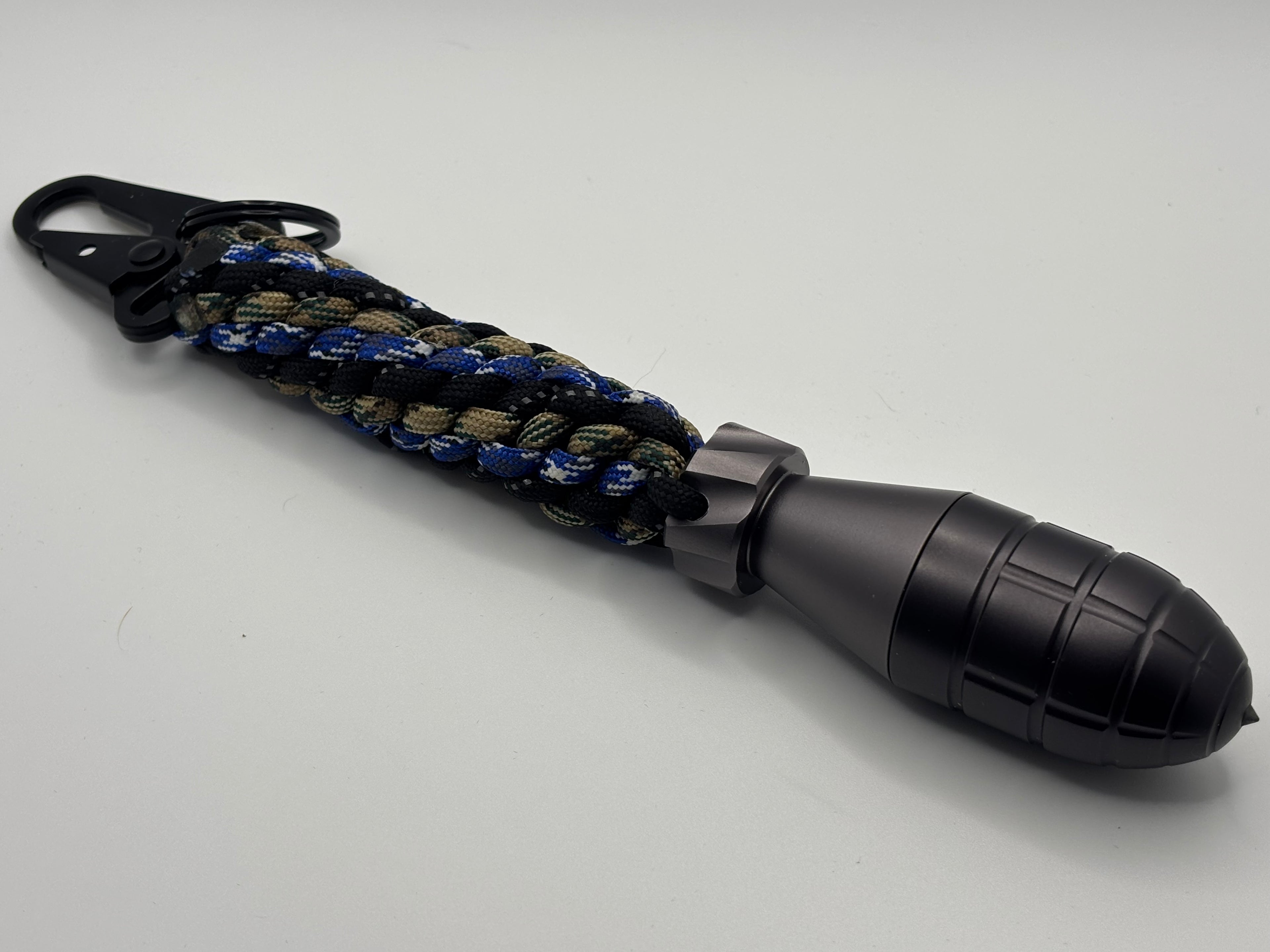 Handmade 6-Strand Cinn Weave Paracord Keychain with Waterproof Container image 2