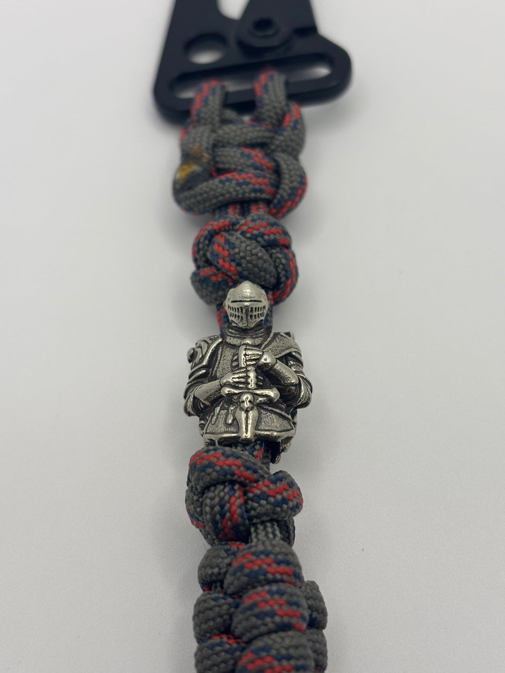 Rattle Snake Knot Paracord Keychain with Warrior Bead – Red image 0
