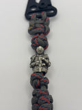Rattle Snake Knot Paracord Keychain with Warrior Bead – Red image 0