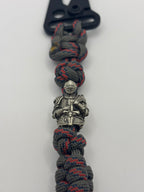 Rattle Snake Knot Paracord Keychain with Warrior Bead – Red image 0