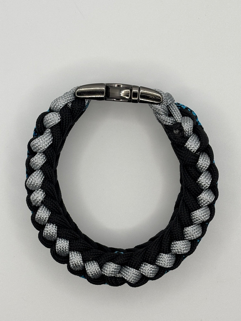 Handmade Sanctified Weave Paracord Bracelet with Metal Clasp – Blue & Gray image 7
