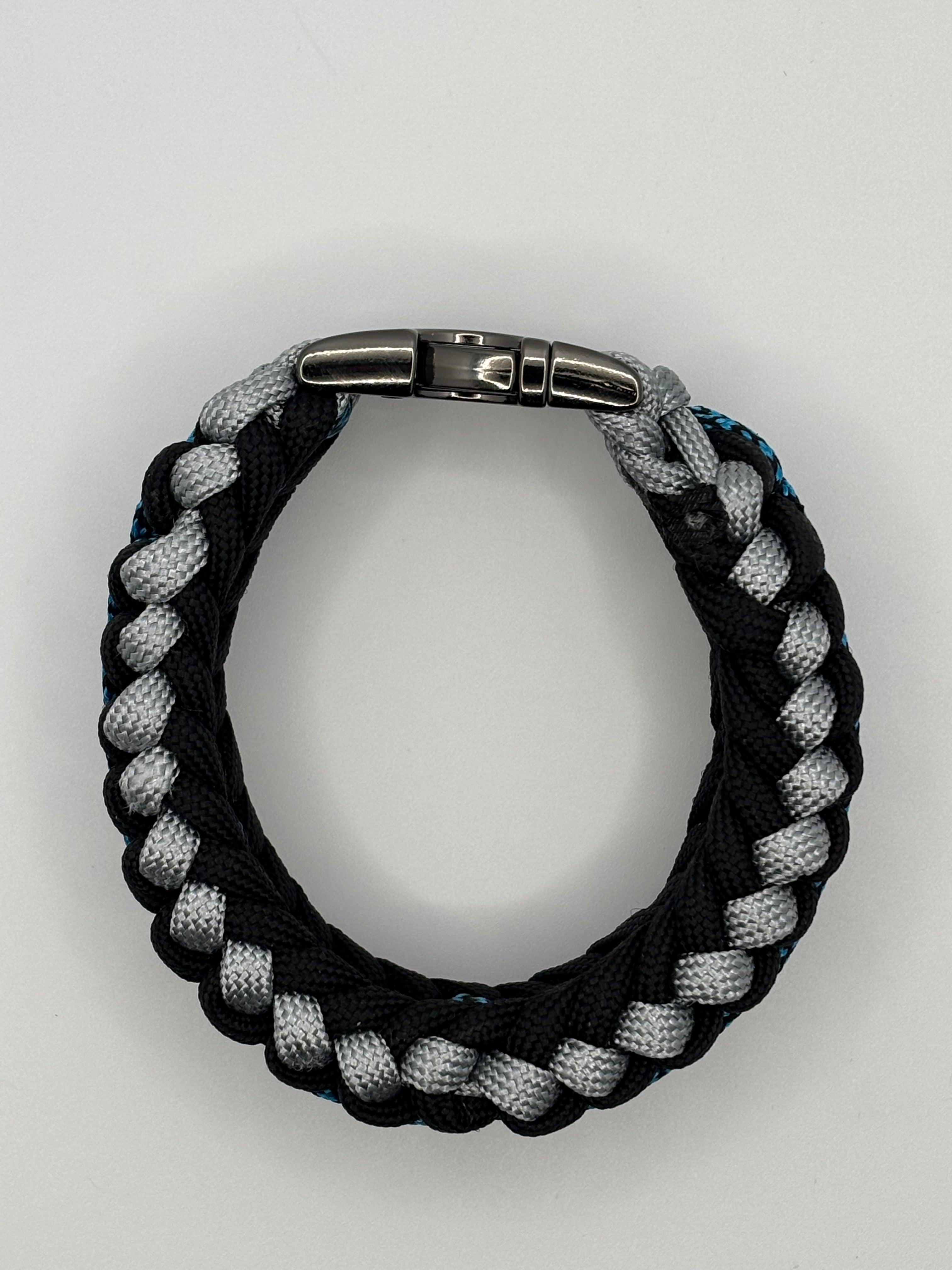 Handmade Sanctified Weave Paracord Bracelet with Metal Clasp – Blue & Gray image 7