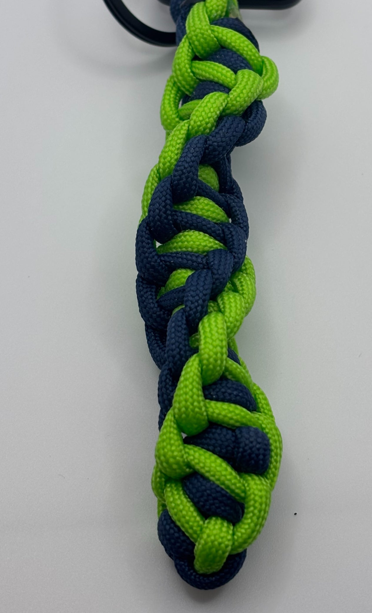Handmade DNA Twist Paracord Keychain (Nvy/NeonGren) image 2