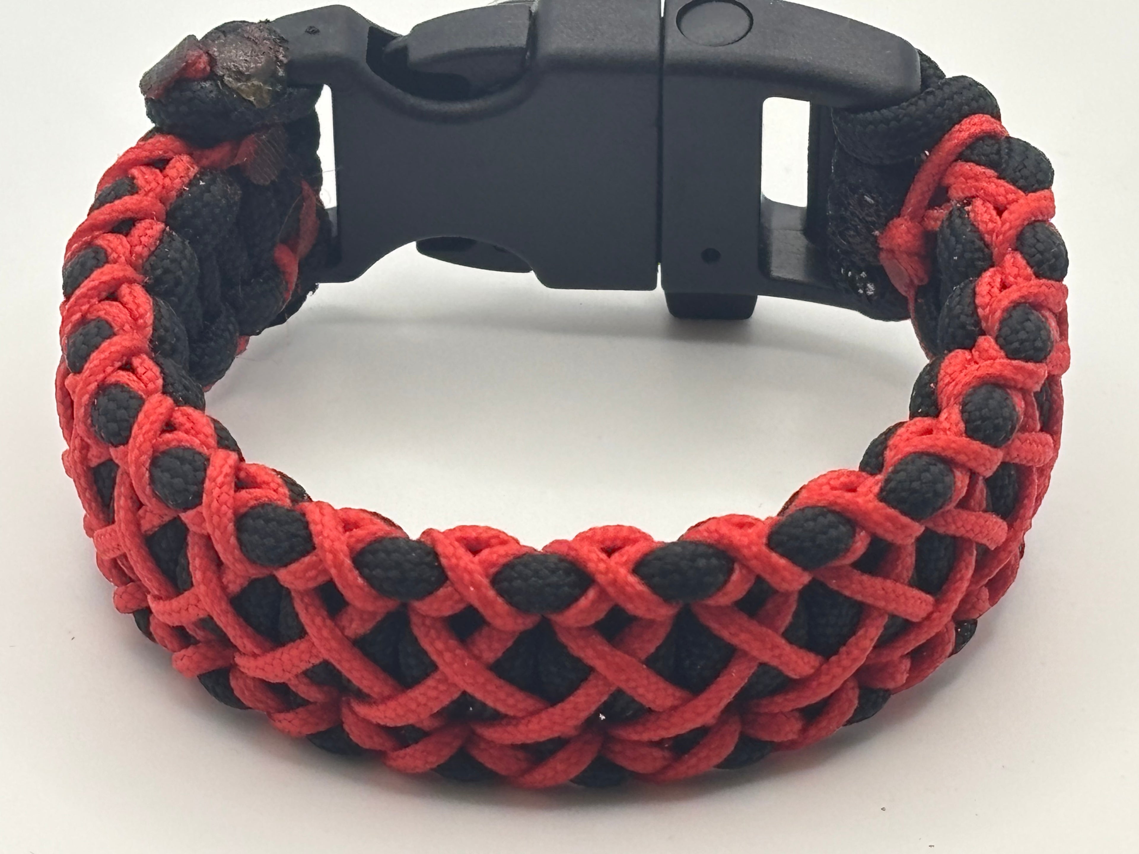 Handmade Stitched Cobra Knot Paracord Bracelet (Blk/Red) image 3