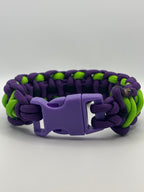 Handmade Crisscrossed Paracord Bracelet – Purple, Black & Neon Green image 1