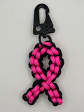 Handmade Pink Ribbon Shaped Paracord Keychain image 0