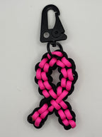 Handmade Pink Ribbon Shaped Paracord Keychain image 0