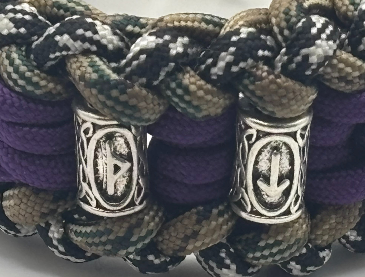 Chain Mail Paracord Bracelet with Viking Ruins Clasp – Purple & Desert image 4