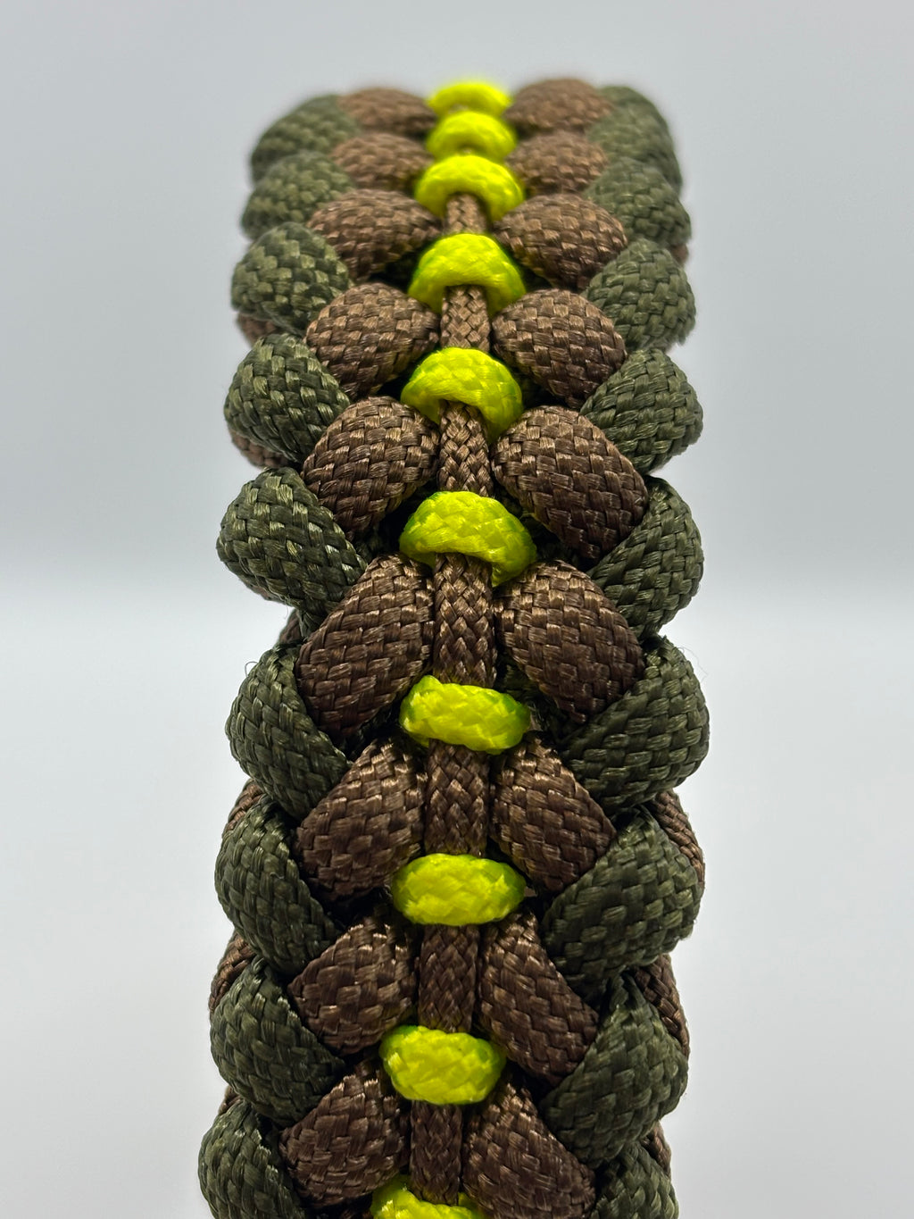 Stitched Sanctified Weave Paracord Bracelet – Brown & Yellow image 2