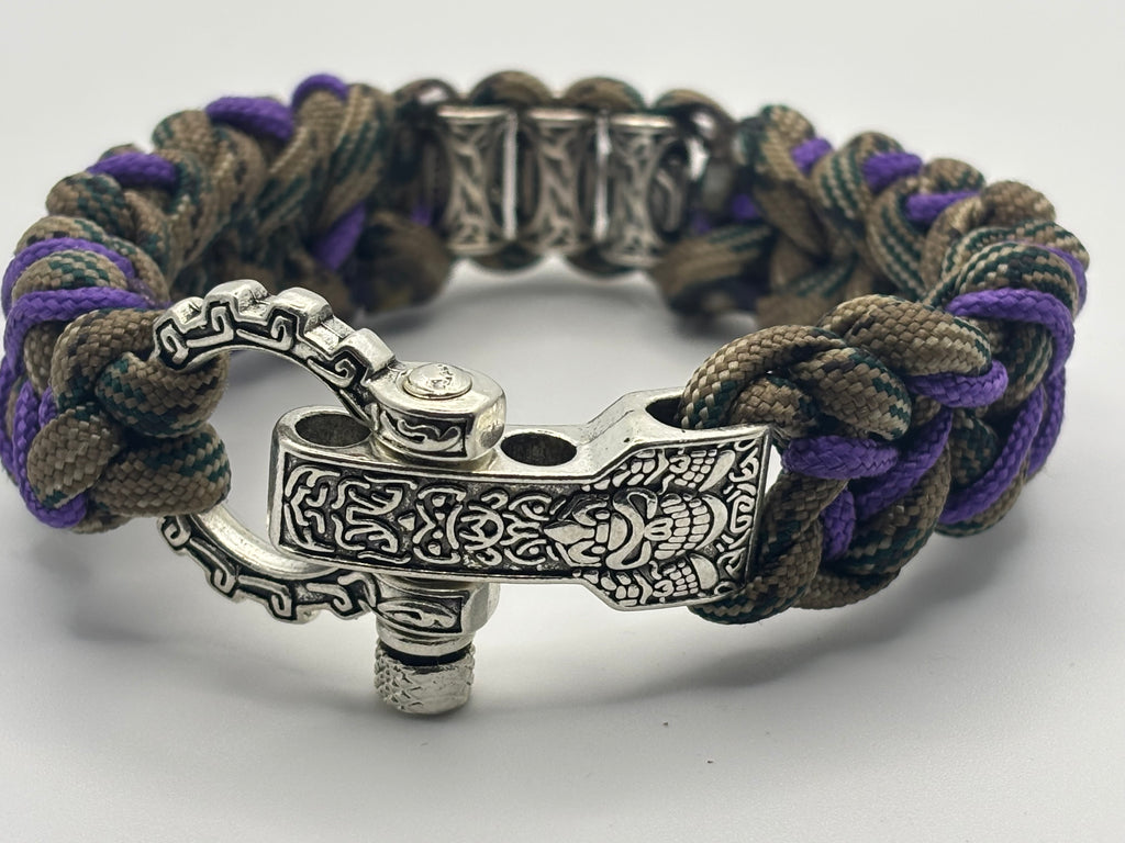 Handmade Shark Jaw Bones with Mountain Runes Paracord Bracelet image 1