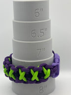 Handmade Crisscrossed Paracord Bracelet – Purple, Black & Neon Green image 3