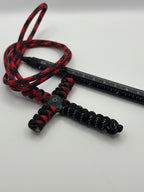 Handmade Cross with Marble Bead Paracord Necklace – Red & Black image 5