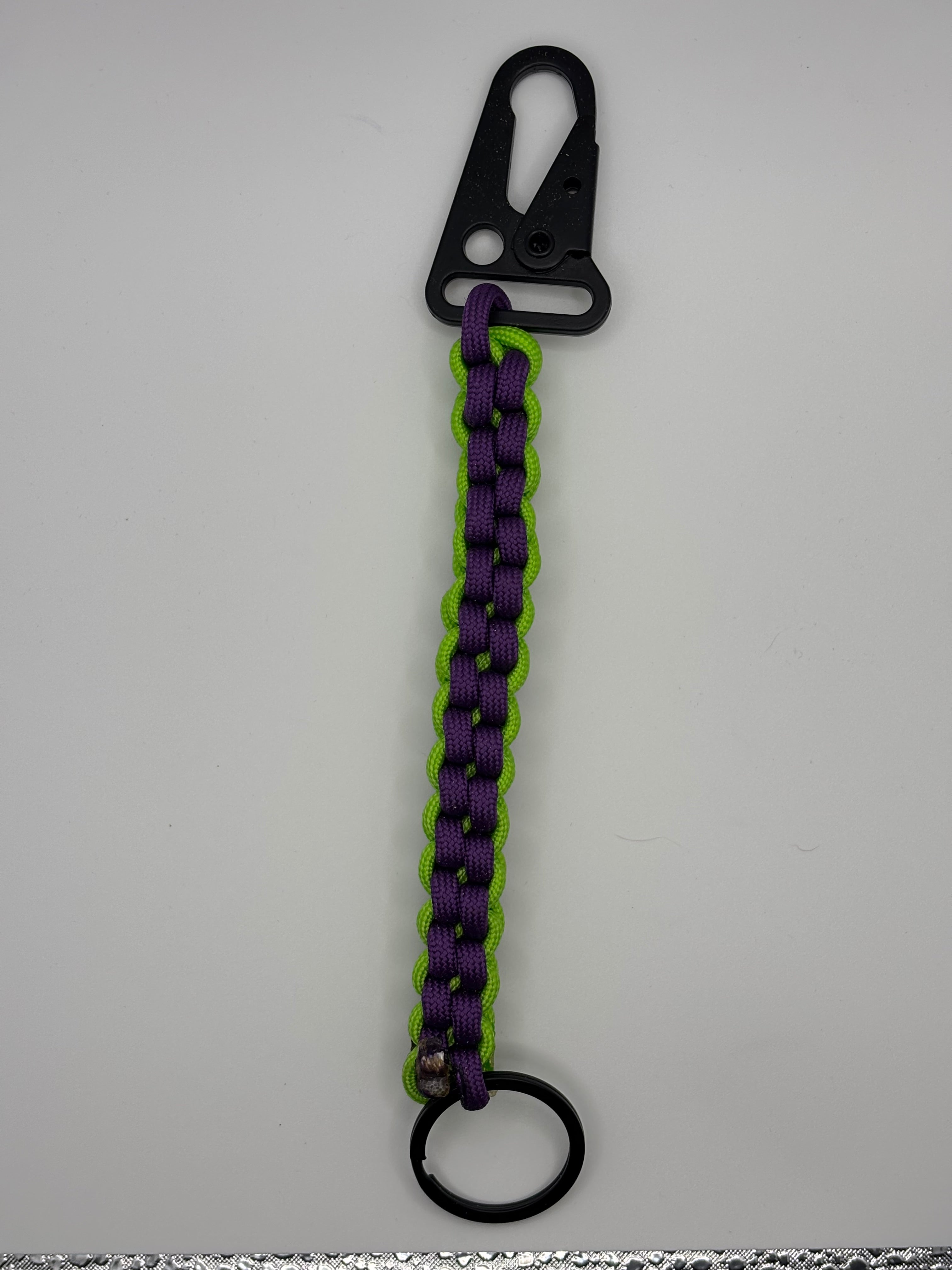 Handmade Square Knot Paracord Keychain (Prpl/NeonGrn) image 3