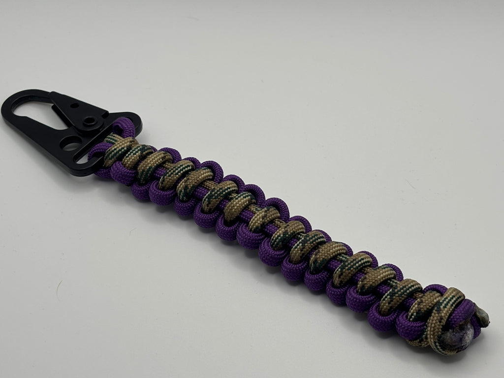 Handmade Bootlace Braid Paracord Keychain (Prpl/Tan) image 0