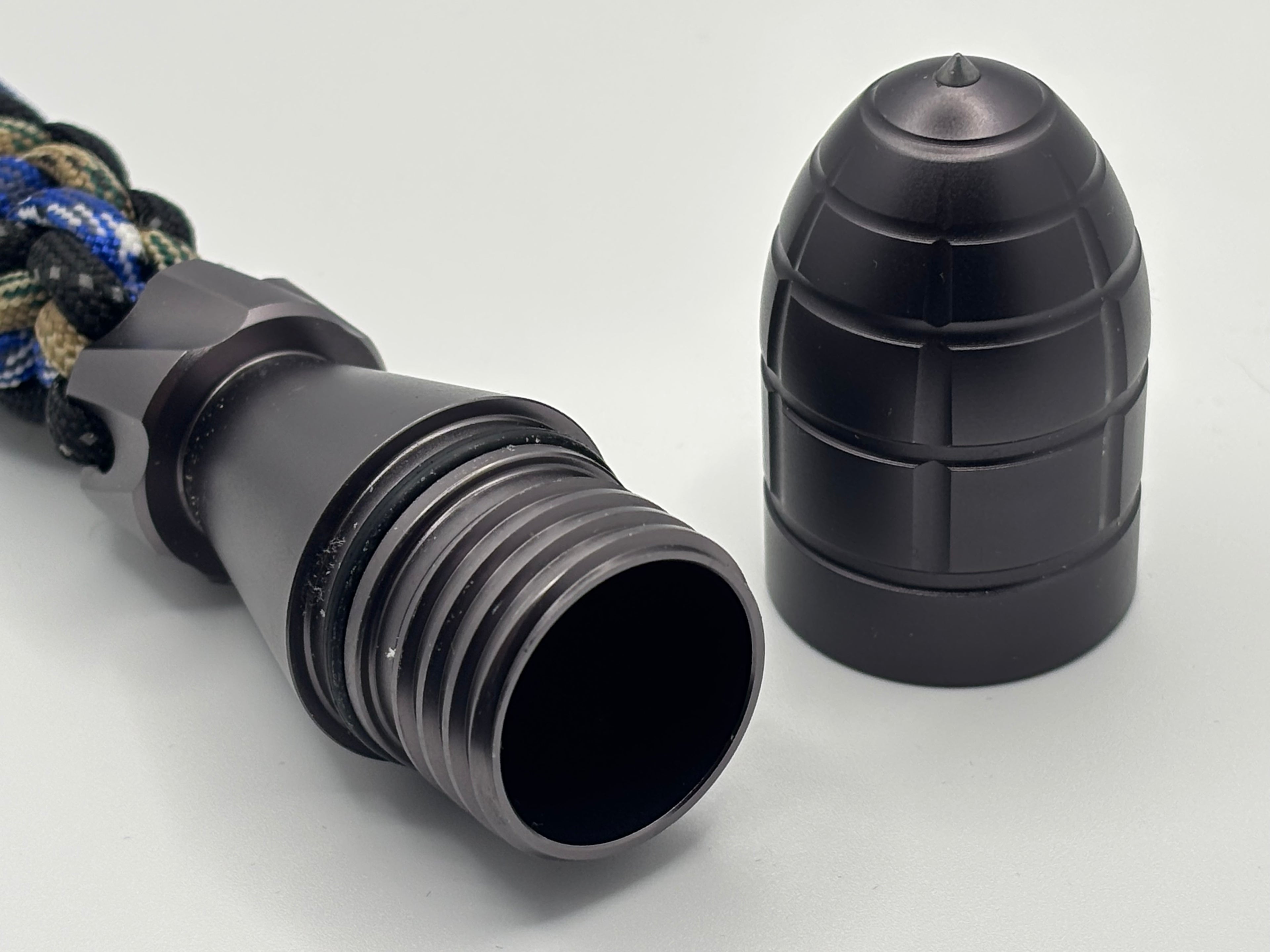 Handmade 6-Strand Cinn Weave Paracord Keychain with Waterproof Container image 3