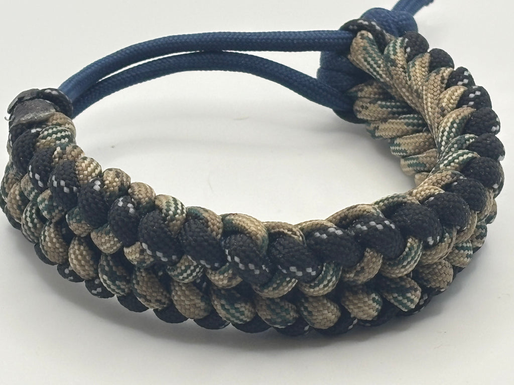 Handmade Grin of a Wolf Paracord Bracelet (Tan/Blue) image 0