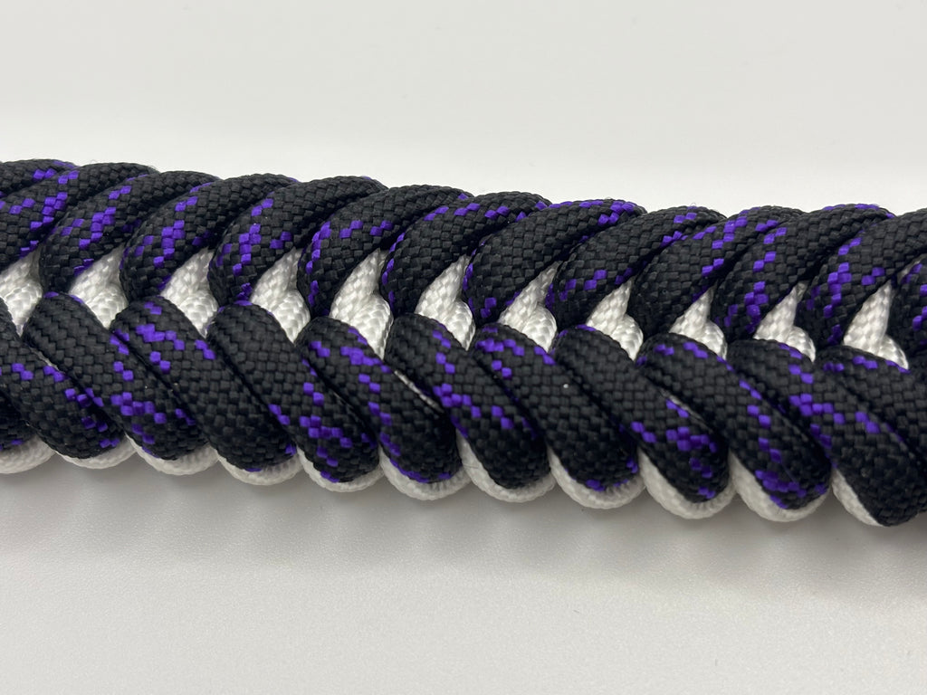Handmade Sanctified Weave Paracord Keychain (Blk/Ppl/Wht) image 3