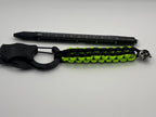 Square Knot Knife Paracord Keychain with Skull Pendant – Black & Neon Green image 3