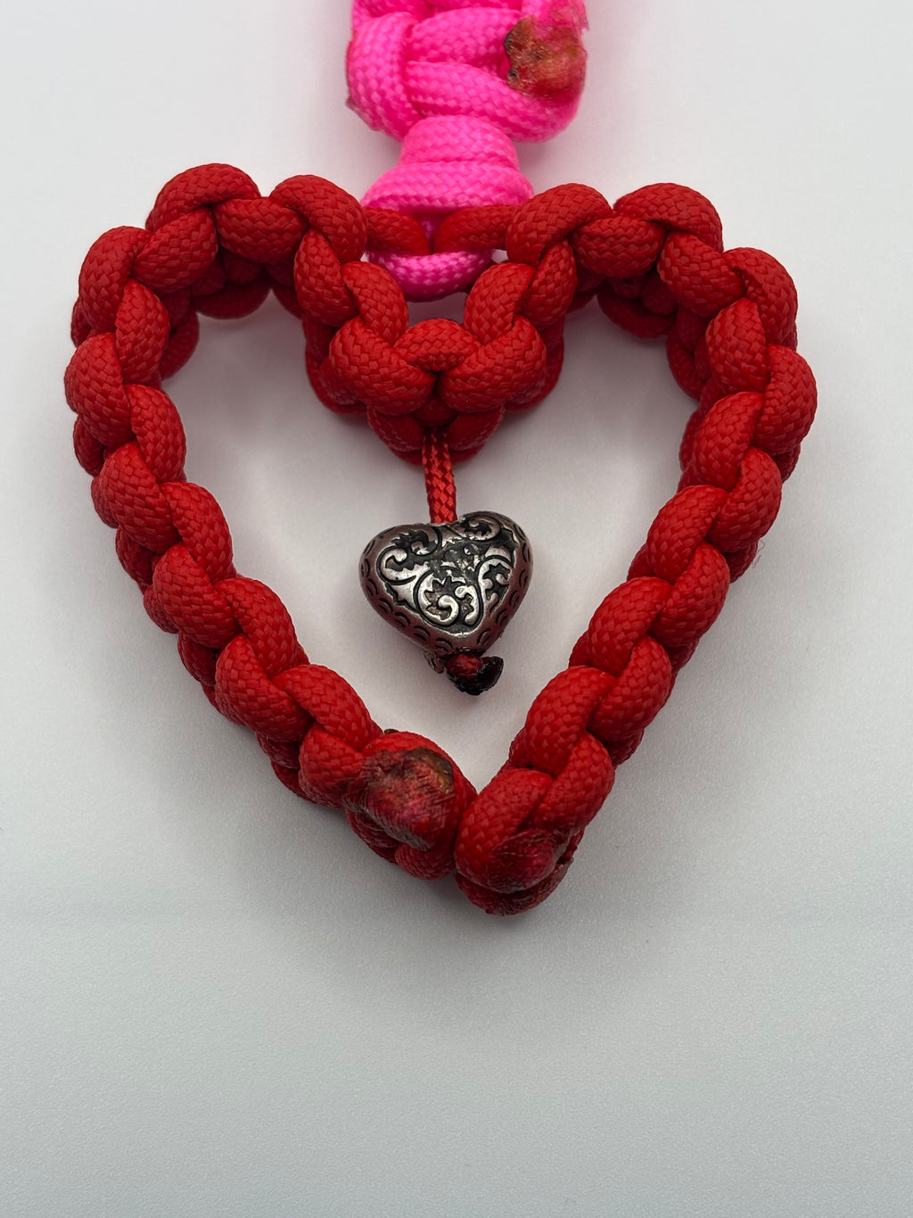 Handmade Red Heart Cobra Paracord Keychain image 1