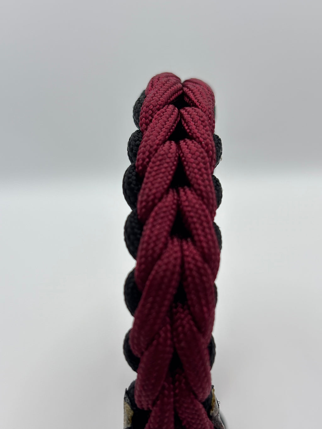 Waterfall Stitch Paracord Bracelet with Adjustable Clasp – Garnet & Black image 5