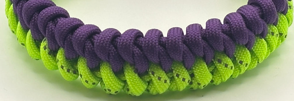 Handmade Paracord Mated Snake Bracelet (Purple/Neon Green) image 2