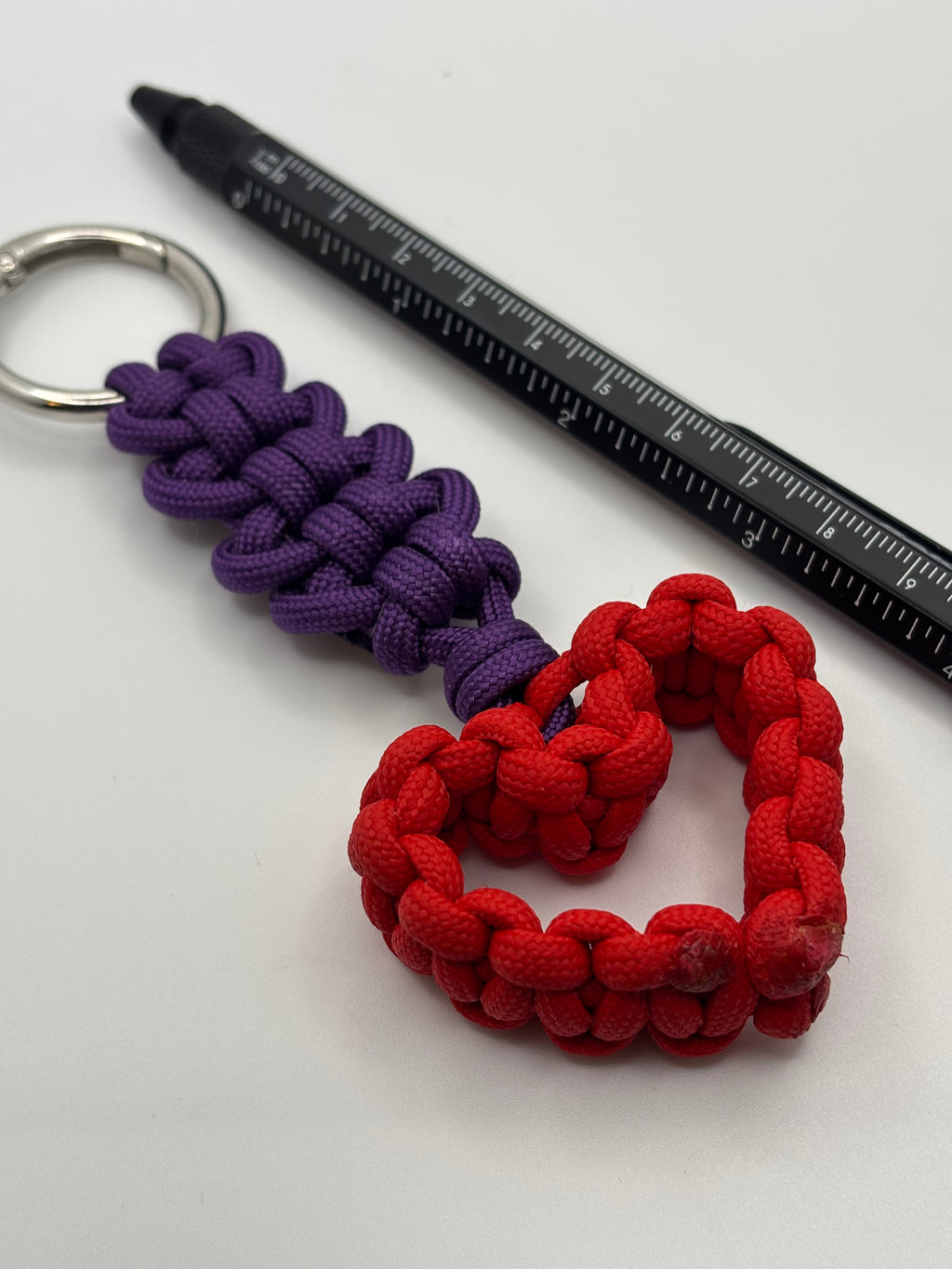 Handmade Cobra Weave Red Heart Paracord Keychain image 5