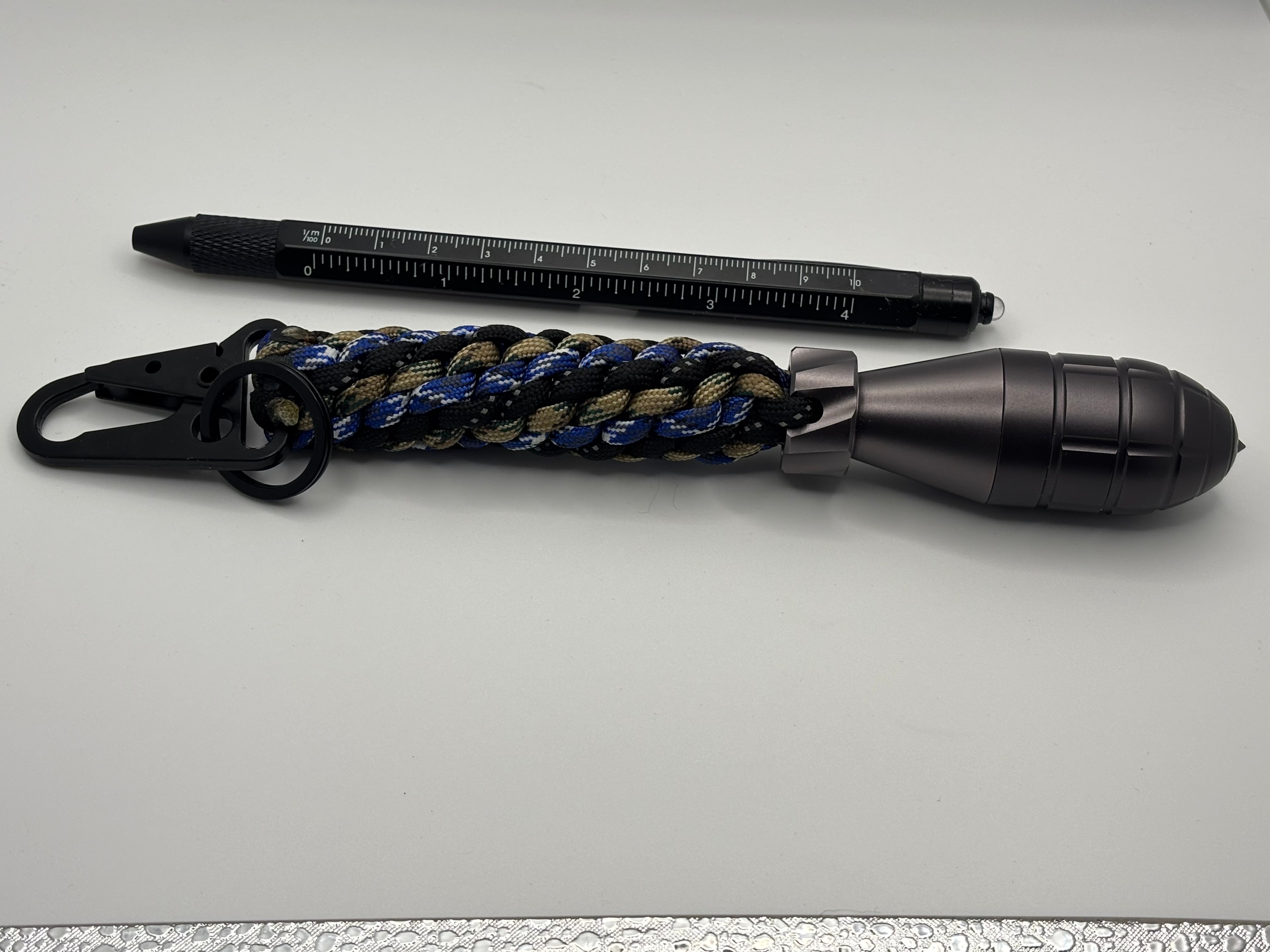 Handmade 6-Strand Cinn Weave Paracord Keychain with Waterproof Container image 4