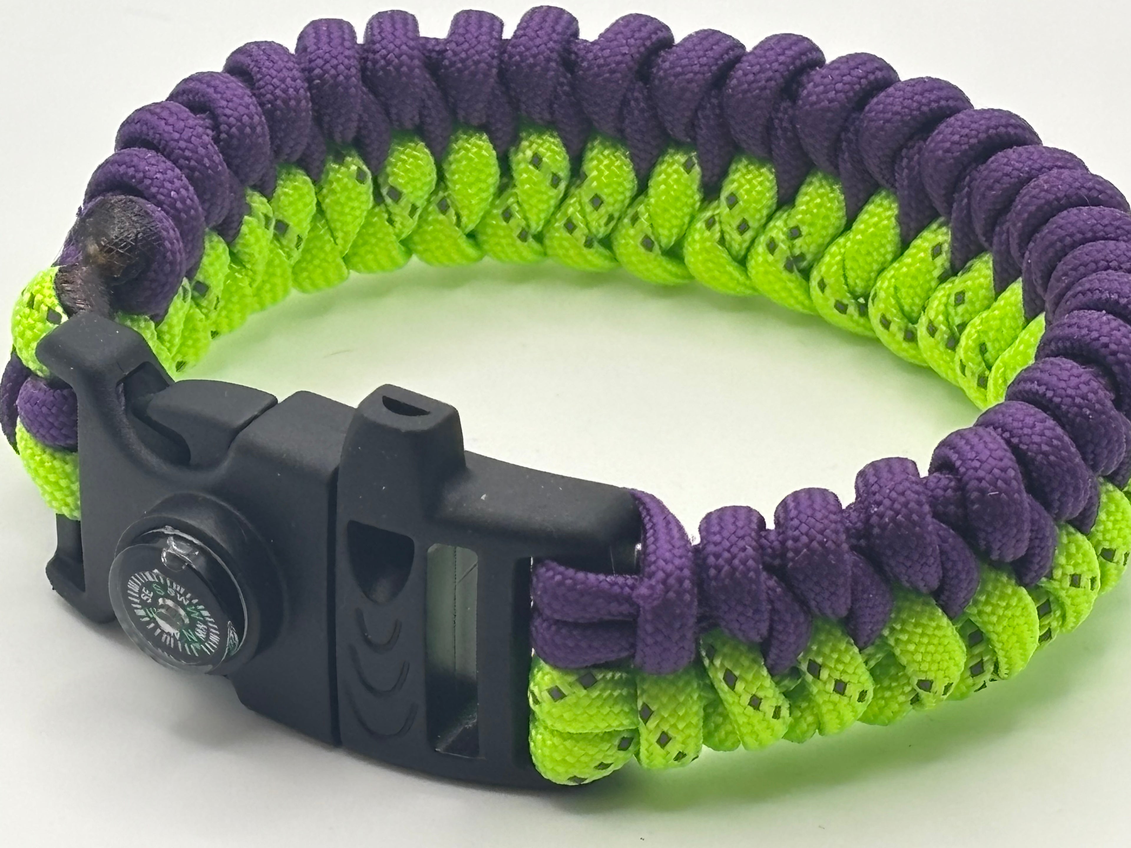Handmade Paracord Mated Snake Bracelet (Purple/Neon Green) image 0