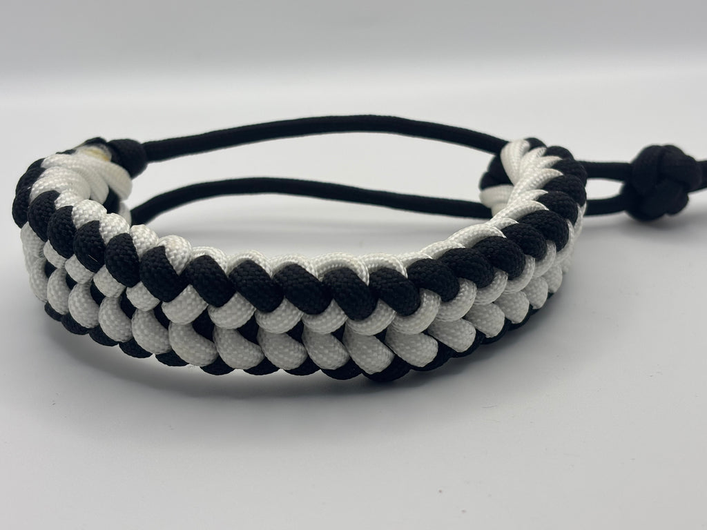 Handmade Grin of a Wolf Paracord Bracelet (Black/White) image 0