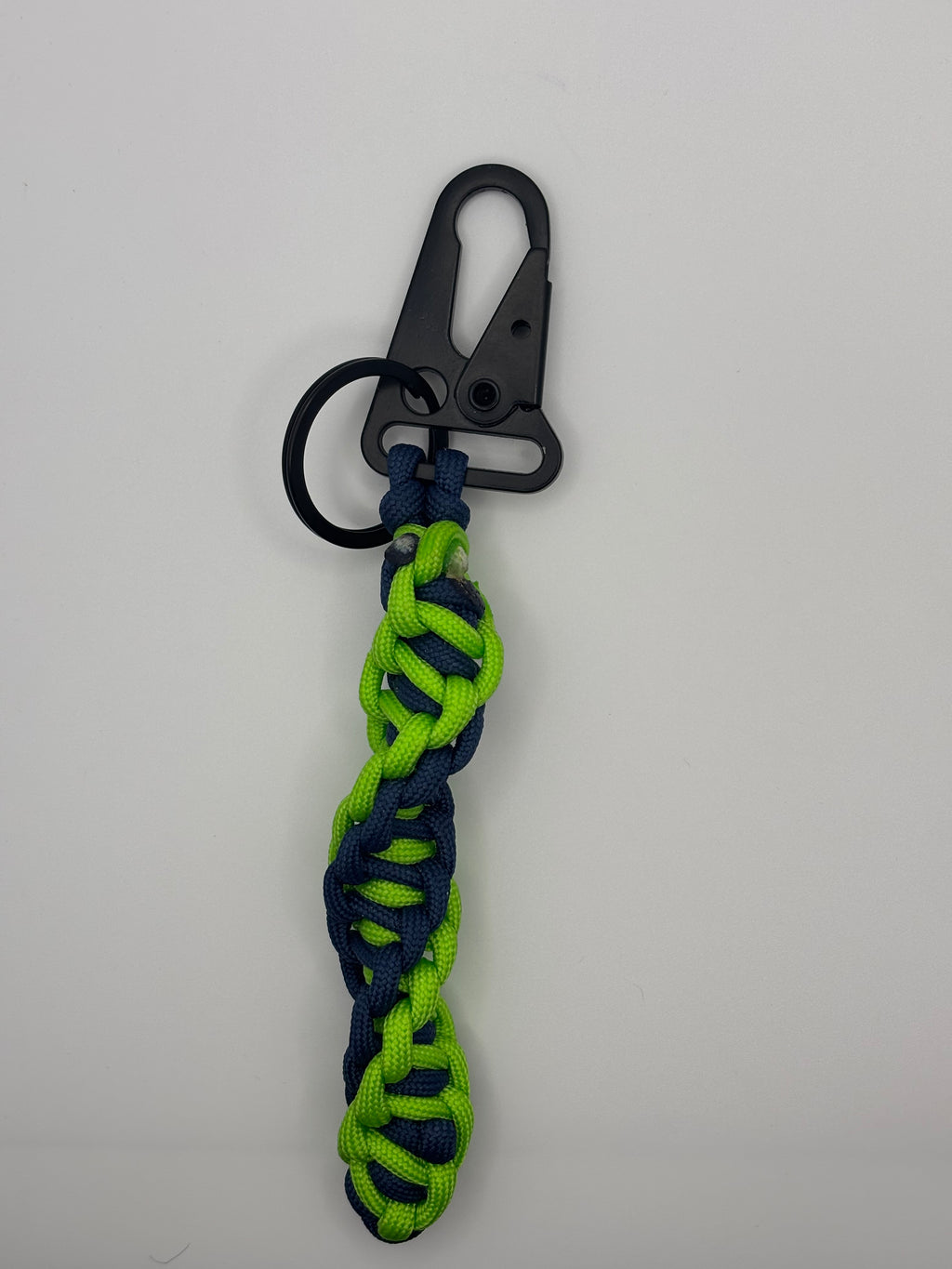 Handmade DNA Twist Paracord Keychain (Nvy/NeonGren) image 1