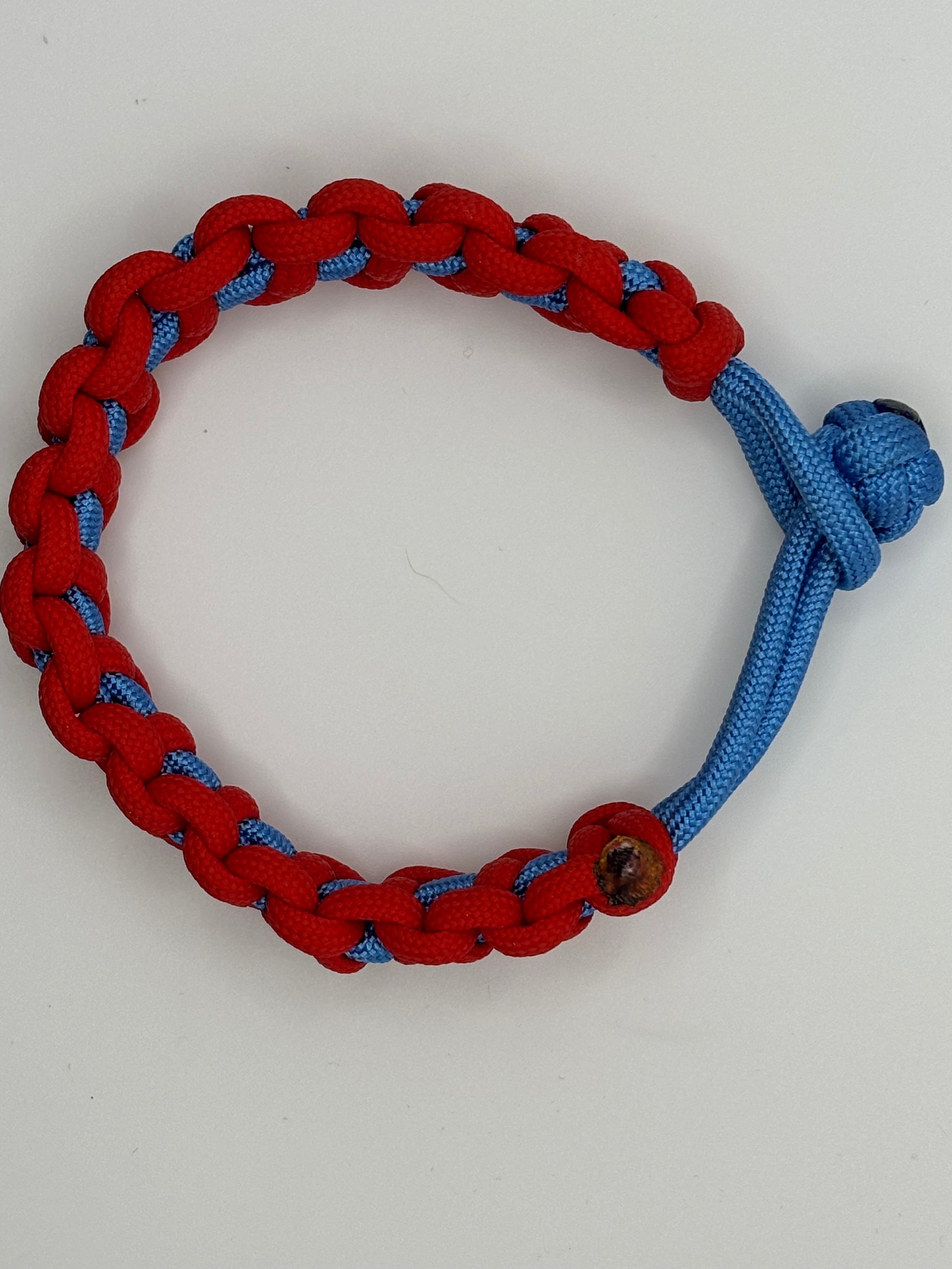 Handmade Adjustable Cobra Knot Paracord Bracelet (Red/Blue) image 1