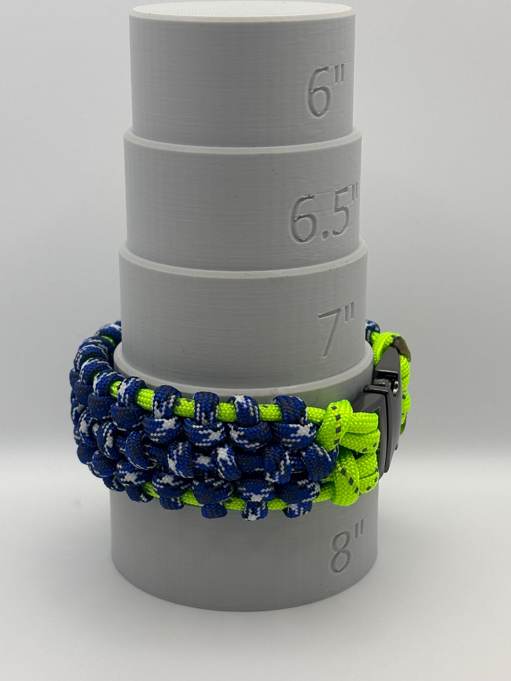 Traitor Knot Paracord Bracelet – Blue & Yellow with Metal Clasp image 2