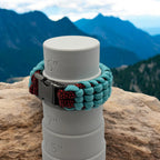 Handmade Track Knot Paracord Bracelet with Metal Clasp – Blue & Red image 0