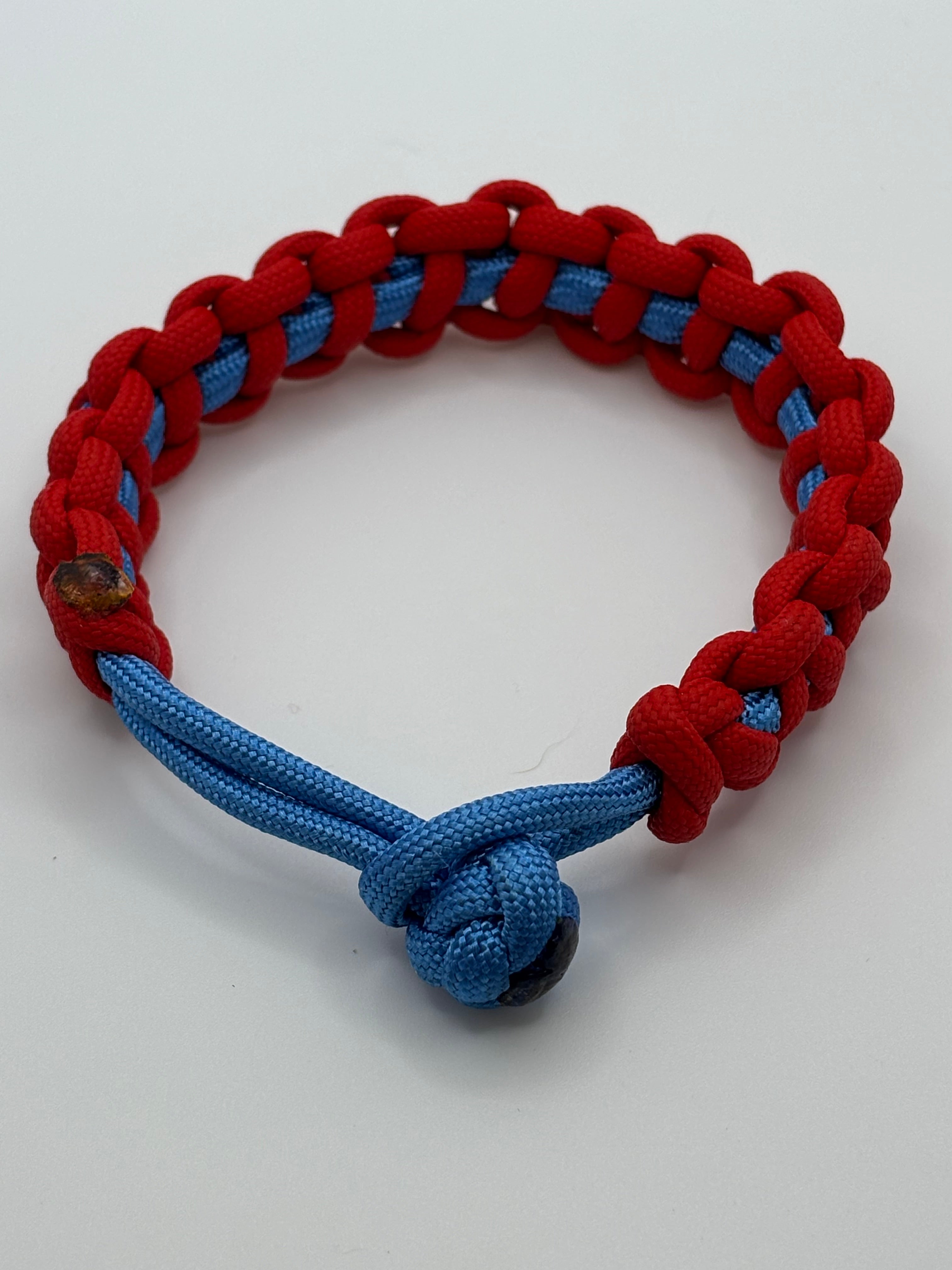 Handmade Adjustable Cobra Knot Paracord Bracelet (Red/Blue) image 2