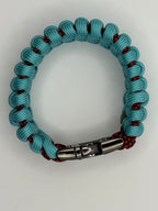 Handmade Track Knot Paracord Bracelet with Metal Clasp – Blue & Red image 4
