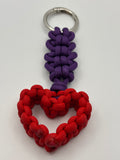 Handmade Cobra Weave Red Heart Paracord Keychain image 0