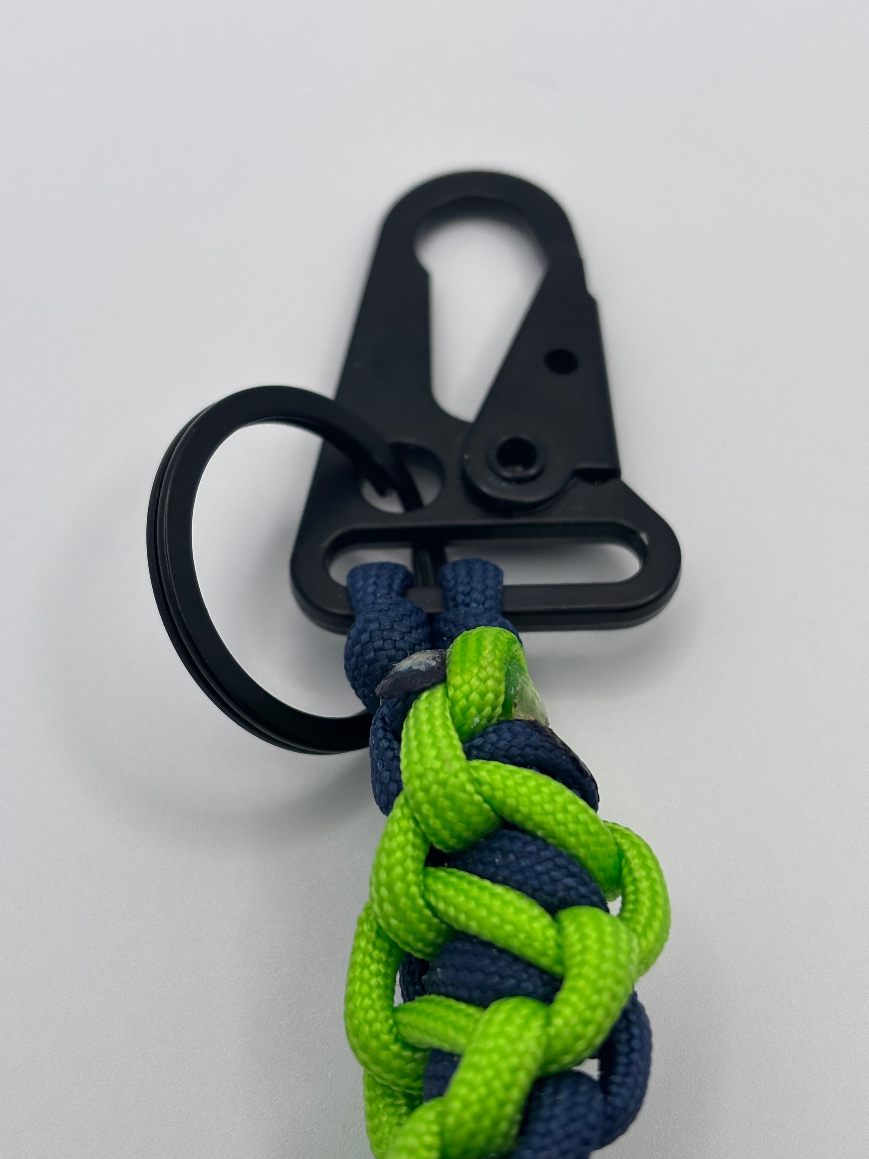 Handmade DNA Twist Paracord Keychain (Nvy/NeonGren) image 3