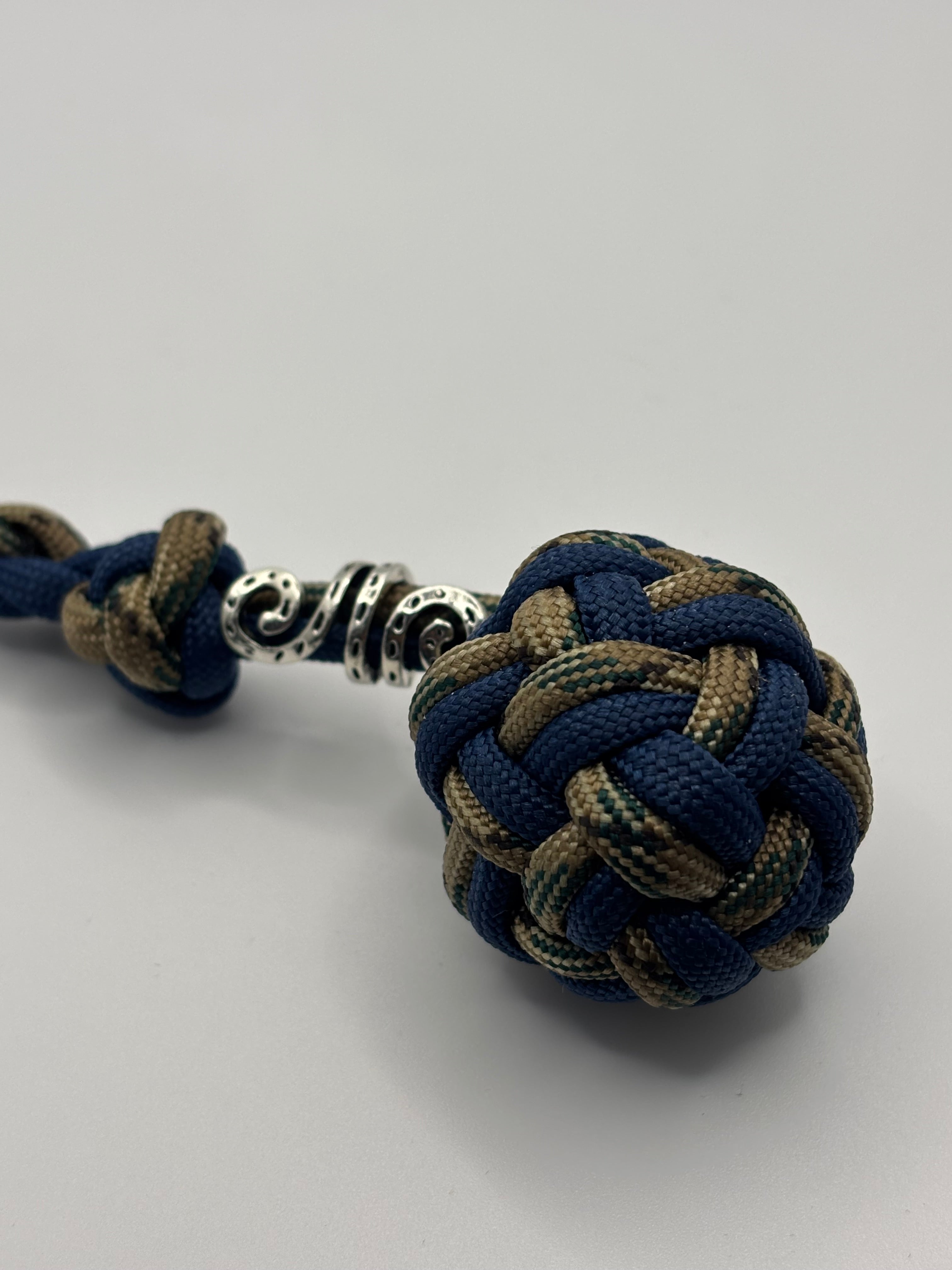 Handmade Double Glow Knot Paracord Bracelet (Tan/Navy) image 2
