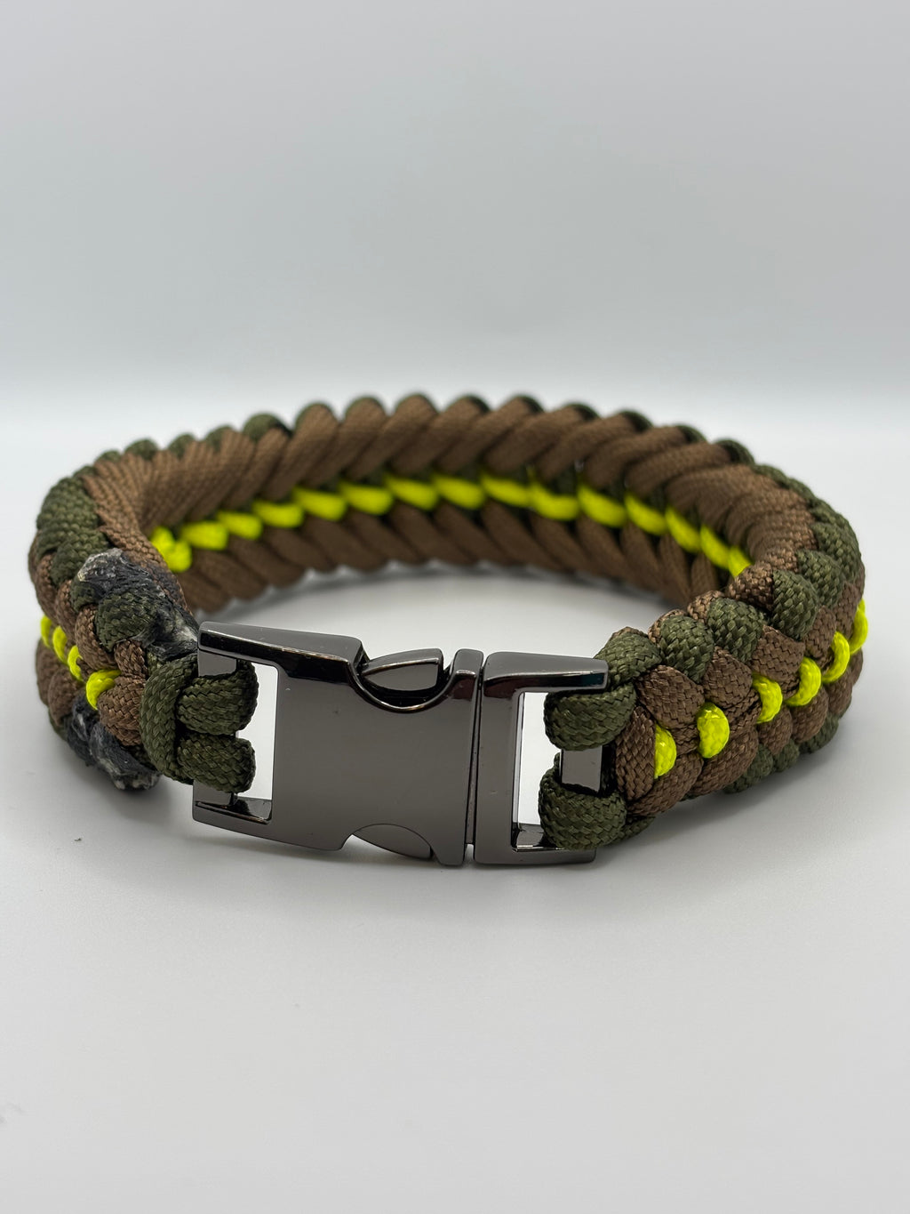 Stitched Sanctified Weave Paracord Bracelet – Brown & Yellow image 0