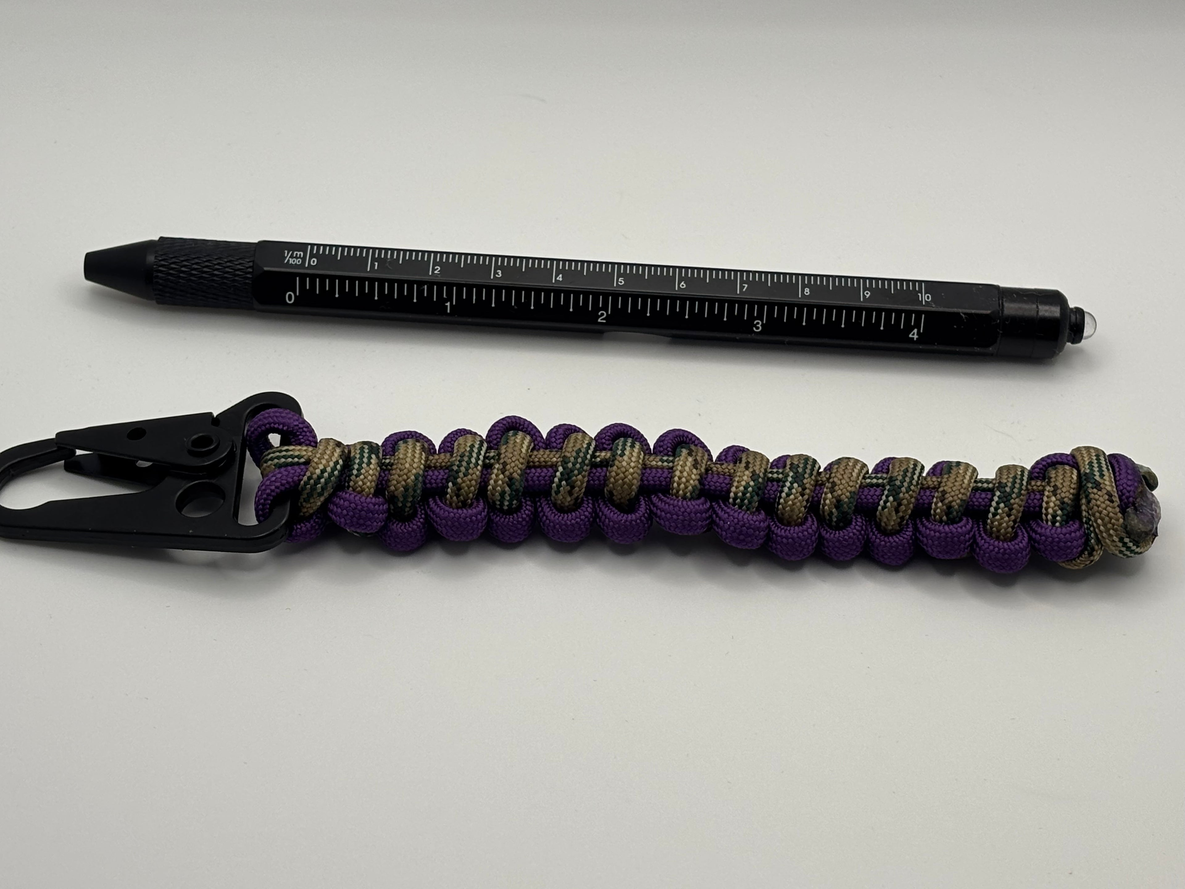 Handmade Bootlace Braid Paracord Keychain (Prpl/Tan) image 1