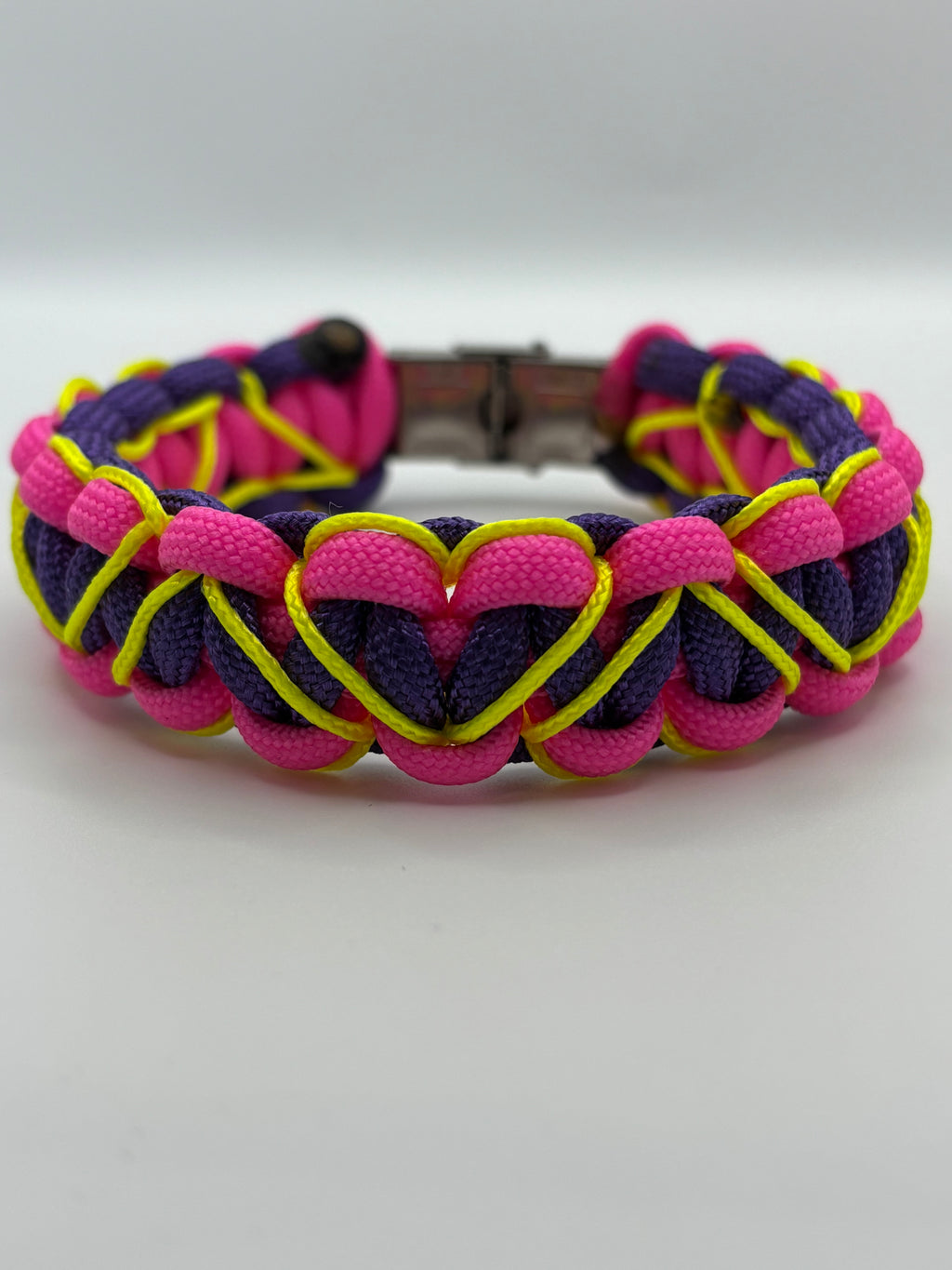 Stitched Cobra Knot Hearts Paracord Bracelet – Metal Clasp image 2