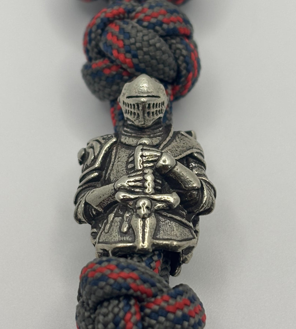 Rattle Snake Knot Paracord Keychain with Warrior Bead – Red image 4