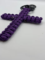 Handmade Cobra Knot Cross Paracord Keychain – Purple image 3
