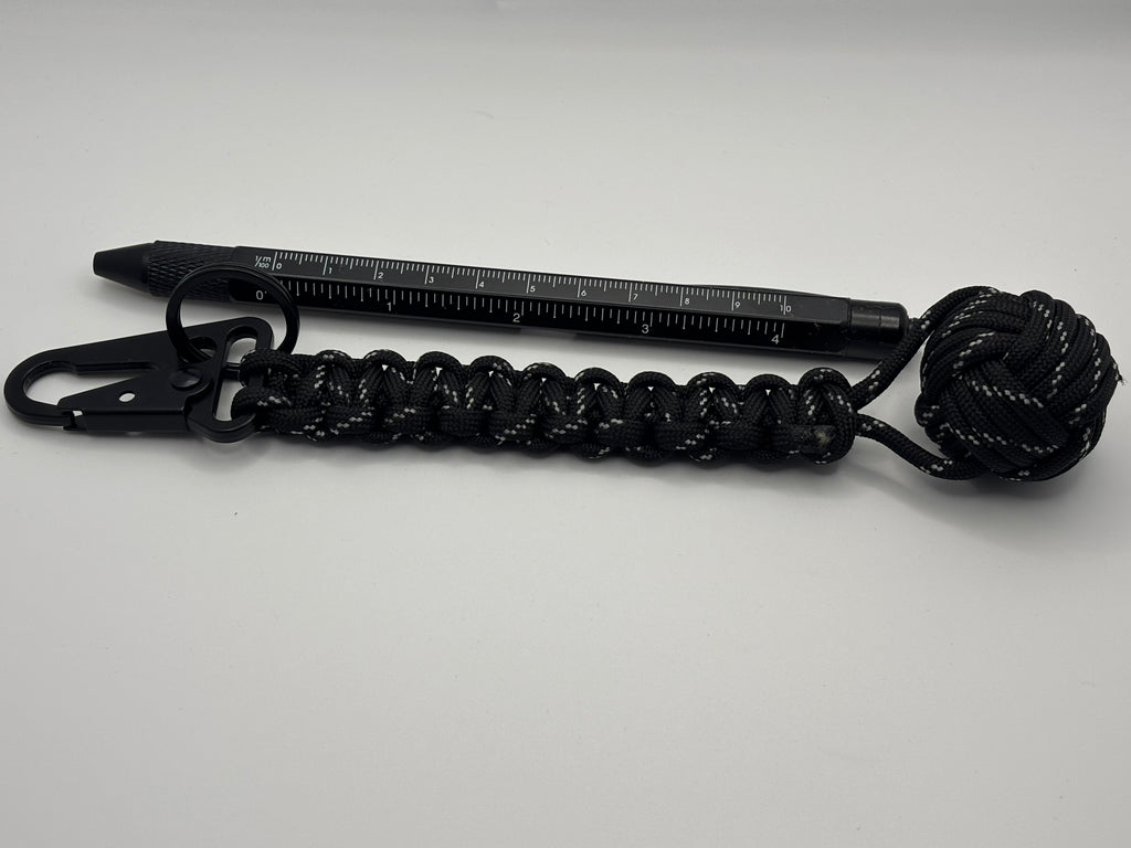 Handmade Monkey Fist Paracord Keychain (Black) image 2